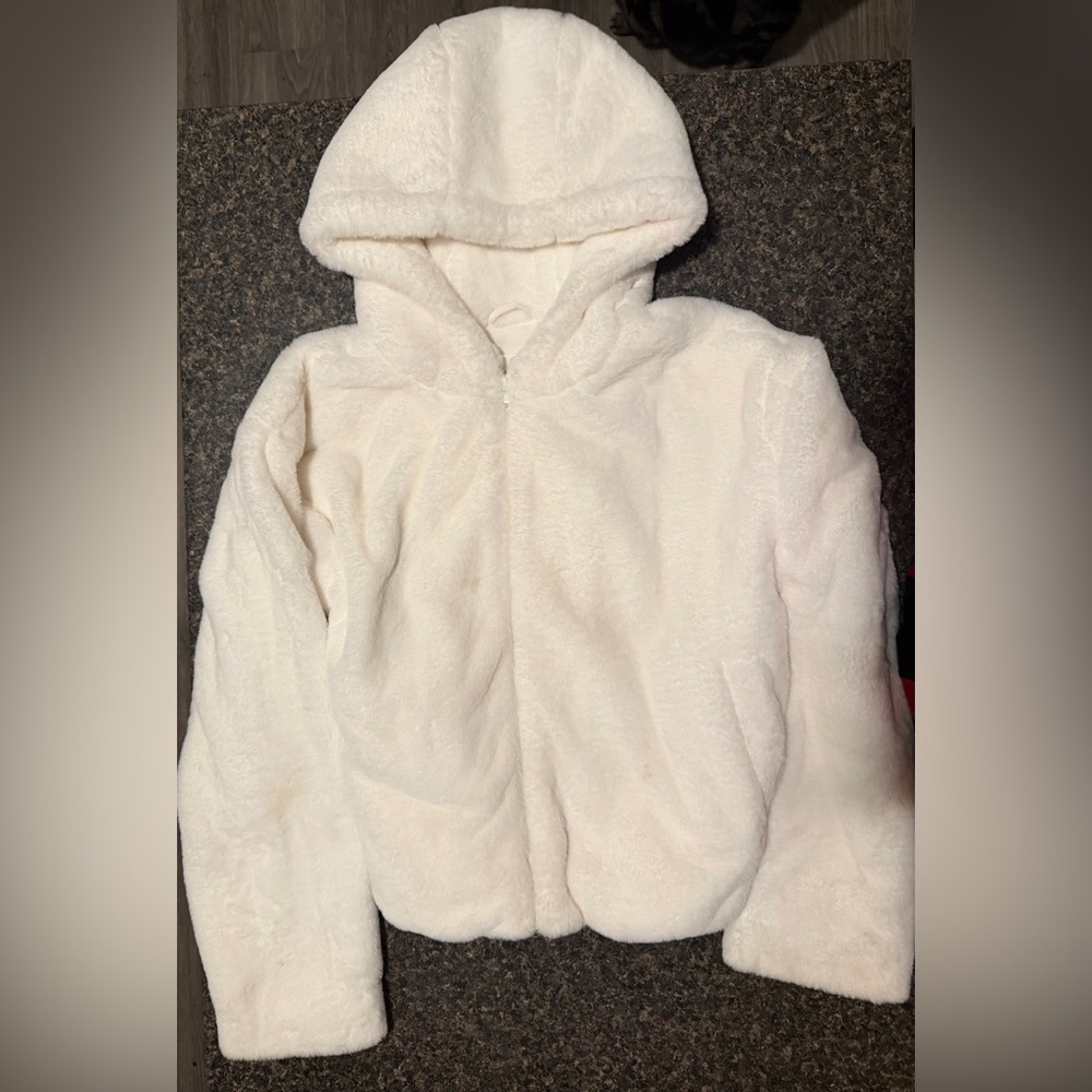 Cream Plush Fur Jacket